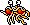 a tiny pixel art of the flying spaghetti monster.